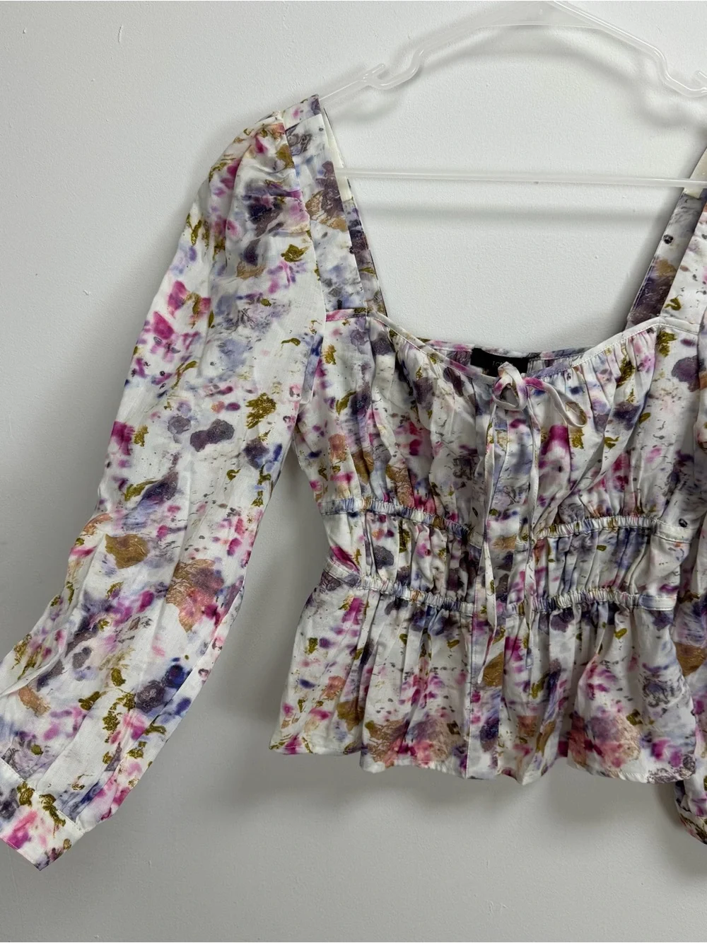 J Crew Shirt Womens 4 Flora Obscura Cinched-Waist Top Kaleidoscope Floral Blouse